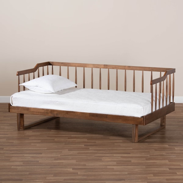 Muriel Walnut Wood Expandable Twin Size To King Size Spindle Daybed